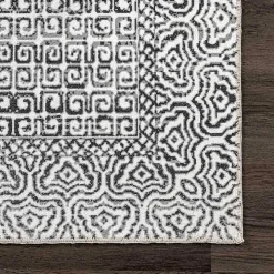 Gray Abstract Pattern Washable Runner