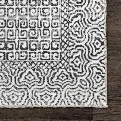 Gray Abstract Pattern Washable Runner