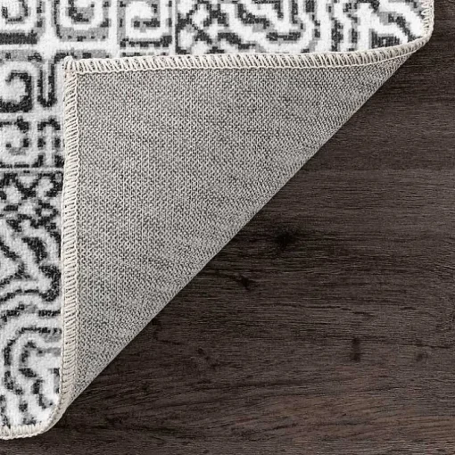 Gray Abstract Pattern Washable Runner