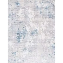 Gray and Blue Whisper Abstract Area Rug, 8x10