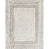 Gray and Cream Border Harrah Area Rug, 5x7