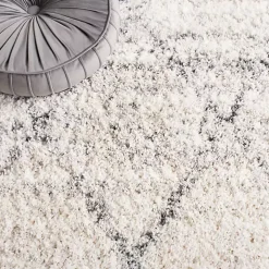 Gray and Ivory Fontana Shag Area Rug, 6x6