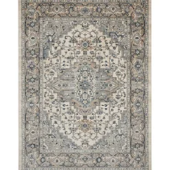 Gray and Ivory Nadia Medallion Area Rug, 7x9