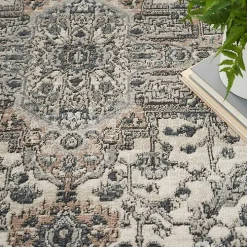 Gray and Ivory Nadia Medallion Area Rug, 5x7