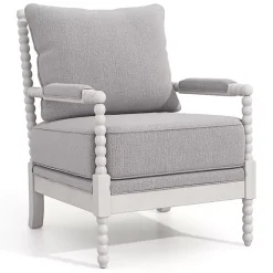 Gray and White Beaded Frame Accent Chair