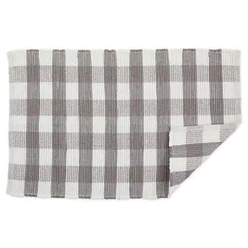 Gray and White Buffalo Check Accent Rug