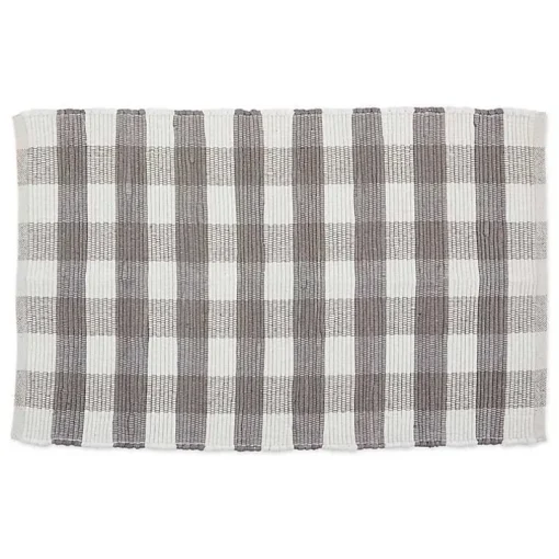 Gray and White Buffalo Check Accent Rug