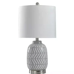 Gray and White Etched Table Lamp