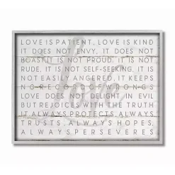 Gray and White Love Is Patient Framed Art Print