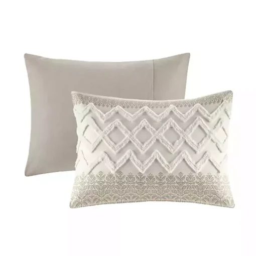 Gray and White 3-pc. Full/Queen Duvet Set