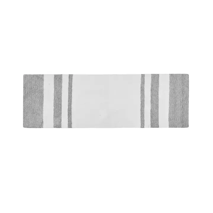 Gray and White Reversible Bath Runner