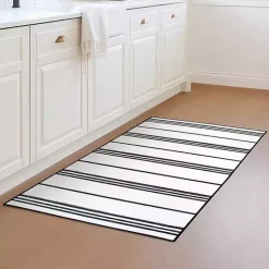Gray and White Stripe Washable Area Rug, 3x5