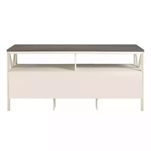 Gray and Whitewashed Wood 3-Drawer Media Cabinet