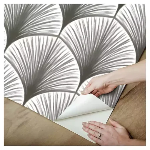 Gray Art Deco Fans Peel & Stick Wallpaper