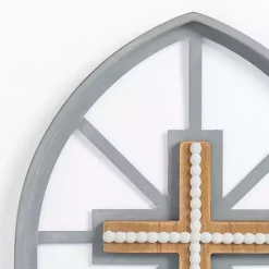 Gray Beaded Cathedral Cross Wall Plaque