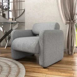 Gray Boucle Modern Accent Chair