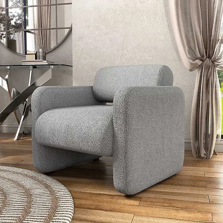 Gray Boucle Modern Accent Chair