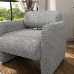 Gray Boucle Modern Accent Chair