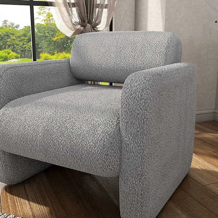 Gray Boucle Modern Accent Chair
