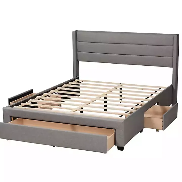 Gray Braylon Upholstered 3-Drawer Full Bed