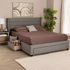 Gray Braylon Upholstered 3-Drawer Full Bed