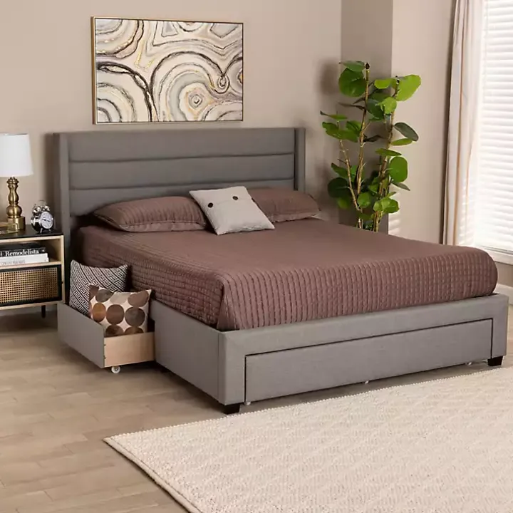 Gray Braylon Upholstered 3-Drawer Full Bed