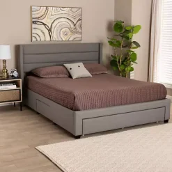 Gray Braylon Upholstered 3-Drawer Queen Bed