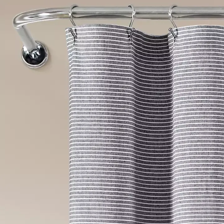 Gray Button and Stripe Shower Curtain