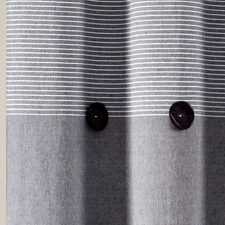 Gray Button and Stripe Shower Curtain