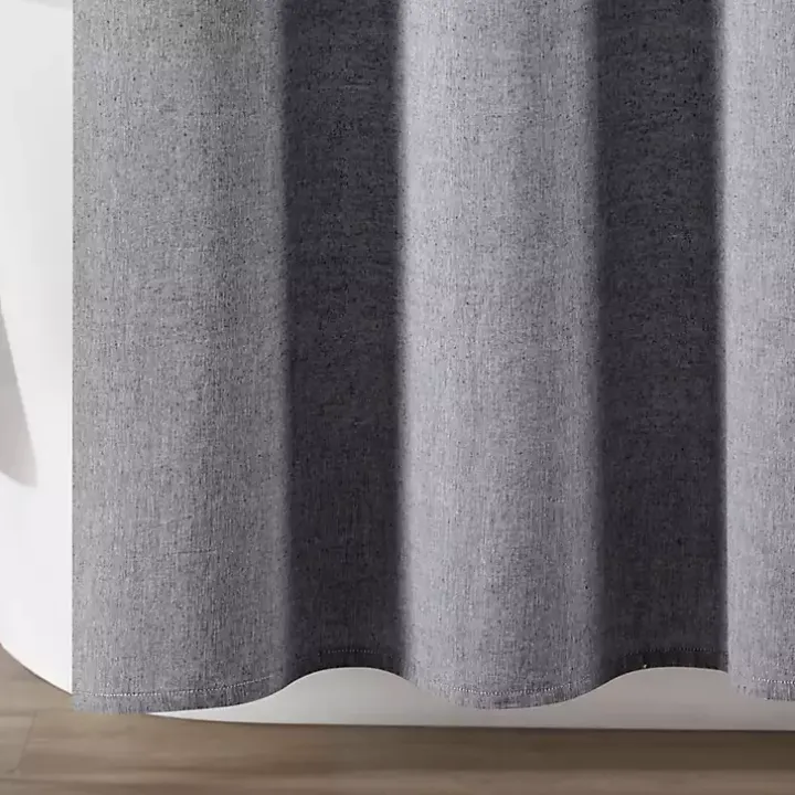 Gray Button and Stripe Shower Curtain