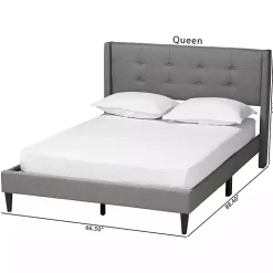 Gray Button Tufted Headboard Full Platform Bed