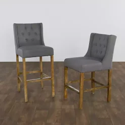Gray Button Tufted Kia Counter Stool