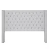 Gray Button Tufted Nailhead Trim Queen Headboard
