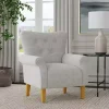 Gray Button-Tufted Rolled Arm Accent Chair
