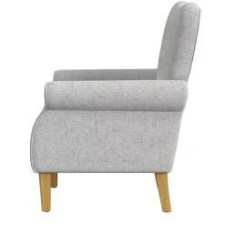 Gray Button-Tufted Rolled Arm Accent Chair