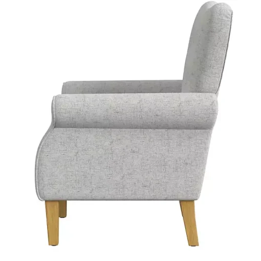 Gray Button-Tufted Rolled Arm Accent Chair