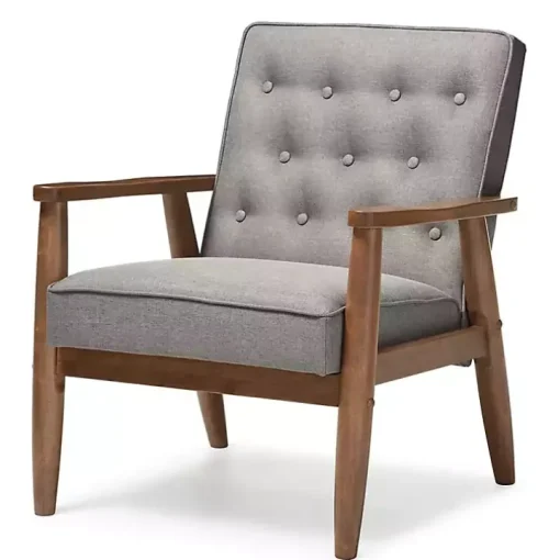 Gray Button-Tufted Sawyer Accent Chair