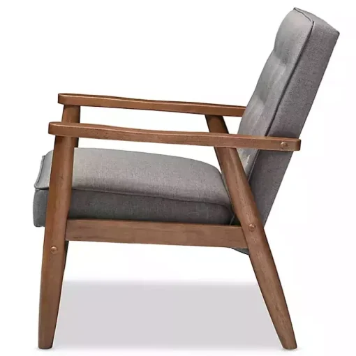Gray Button-Tufted Sawyer Accent Chair