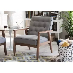 Gray Button-Tufted Sawyer Accent Chair