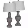 Gray Carved Urn Table Lamps, Set of 2
