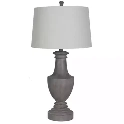 Gray Carved Urn Table Lamps, Set of 2