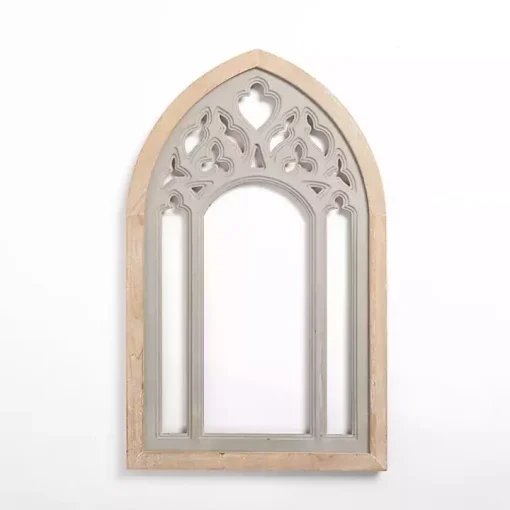 Gray Carved Wood Arch Wall Plaque