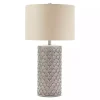 Gray Ceramic Embossed Geometric Table Lamp