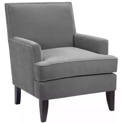 Gray Charlie Track Arm Club Accent Chair