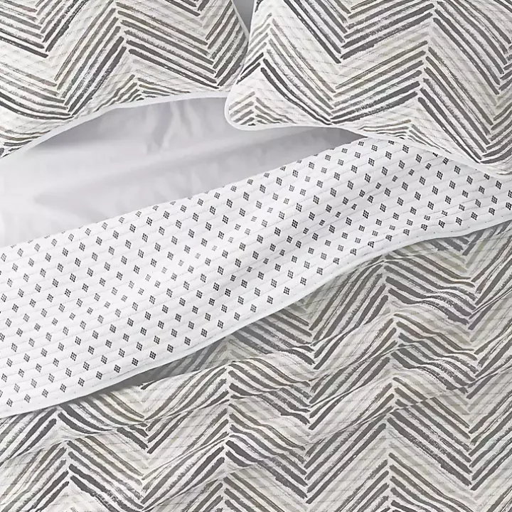 Gray Chevron Reversible 2-pc. Twin Quilt Set
