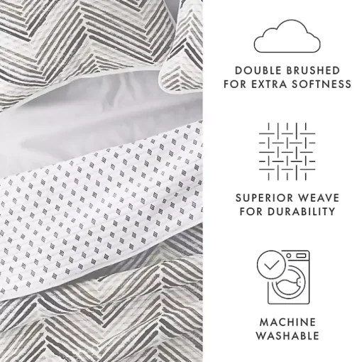 Gray Chevron Reversible 3-pc. King Quilt Set