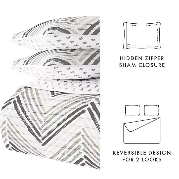 Gray Chevron Reversible 2-pc. Twin Quilt Set