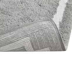 Gray Cotton Tufted Bath Runner with Border