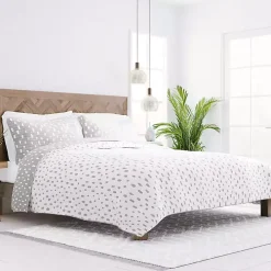 Gray Dotted Reversible 3-pc. King Quilt Set
