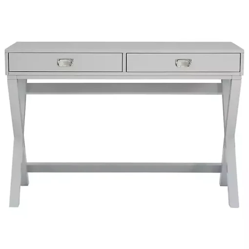 Gray 2-Drawer X-Frame Desk